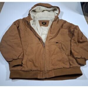 Lee Men's Sherpa Lined Jacket Workwear Bomber Hooded Durable Canvas XXL Flaws